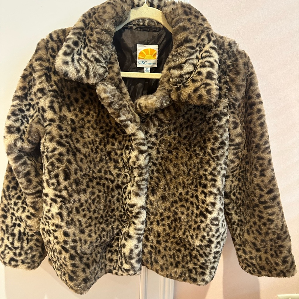 C&C California Kids Faux Fur Leopard Jacket for the Holidays / formal parties